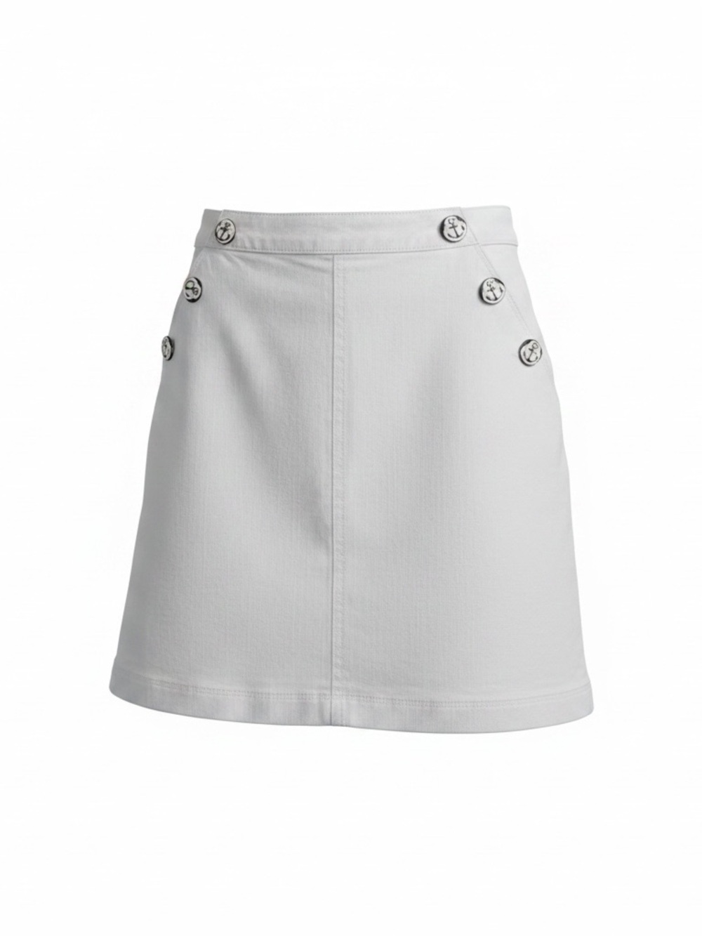 1901 White Mini Skirt with Nautical Button Detail